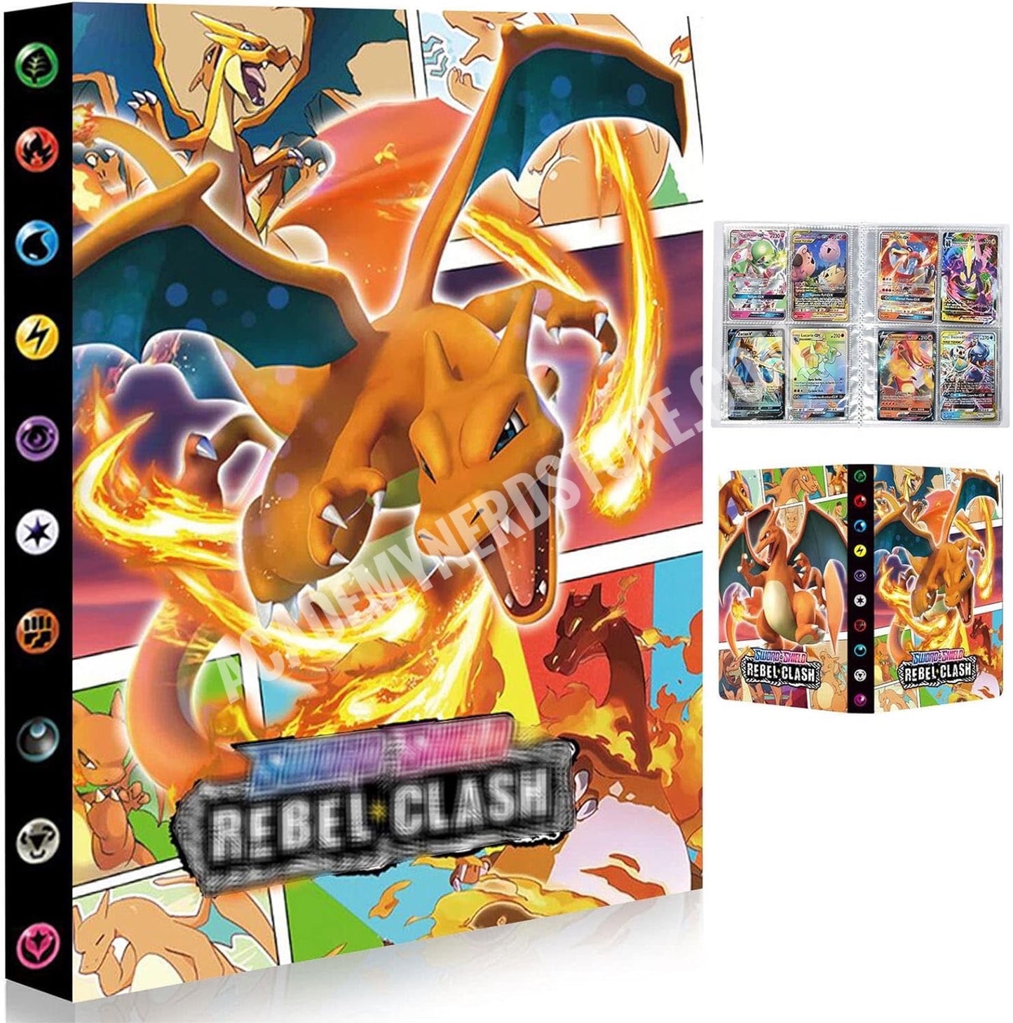 ALBUM RACCOGLITORE CARTE POKEMON CHARIZARD A 4 TASCHE